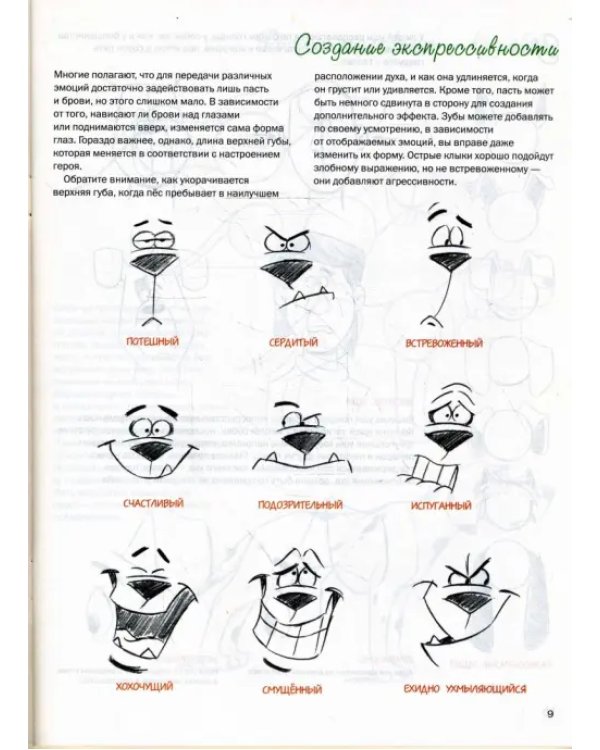 Как нарисовать мультяшных собак, щенков и волков
