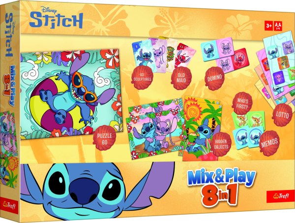 TREFL DISNEY STITCH 8in1 Mix&play набор настольных игр