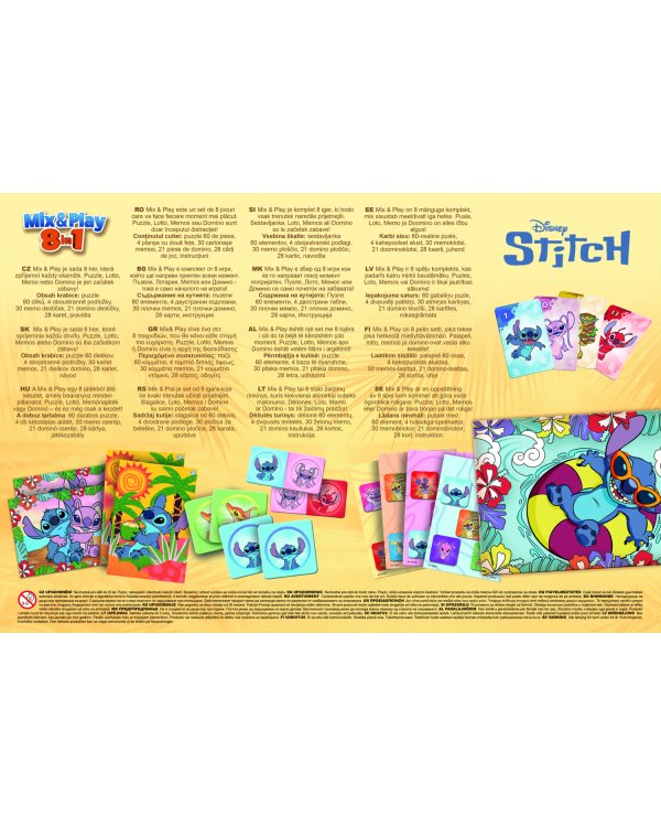 TREFL DISNEY STITCH 8in1 Mix&play набор настольных игр