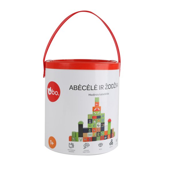 bo. Деревянные кубики "Алфавит и слова", на литовском языке