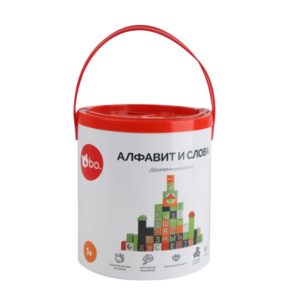 bo. Деревянные кубики "Алфавит и слова", на русском языке