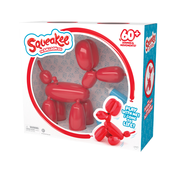 SQUEAKEE Интерактивная игрушка "Собака - воздушный шарик", красный