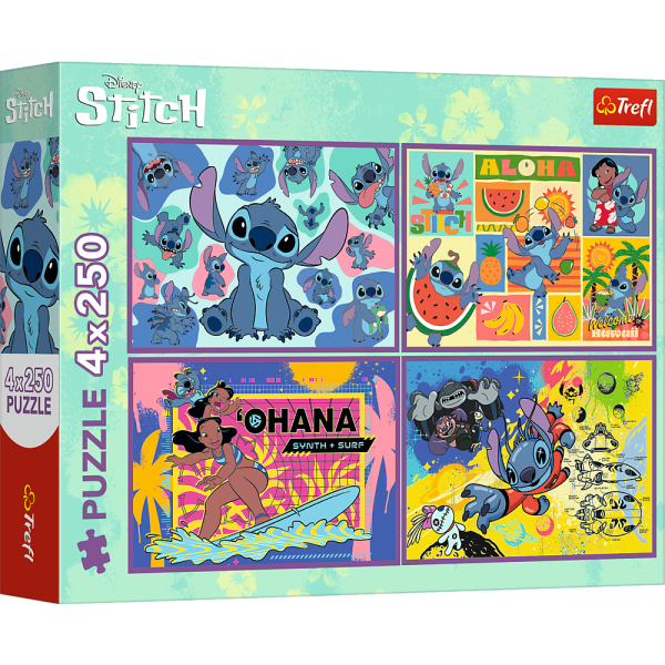 TREFL DISNEY STITCH Комплект пазлов, 4x250 шт. TREFL DISNEY STITCH Комплект пазлов, 4x250 шт.