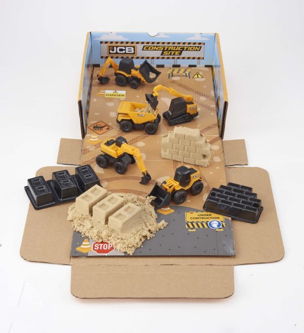 JCB MINI MACHINES Игровой набор с 5-ю машинками стройтехники и песком