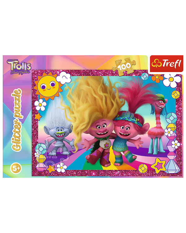 TREFL TROLLS Пазл с блестками Тролли 3, 100 шт.