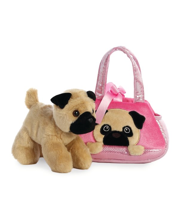 AURORA Fancy Pals мягкая игрушка мопс в сумке, 20 см