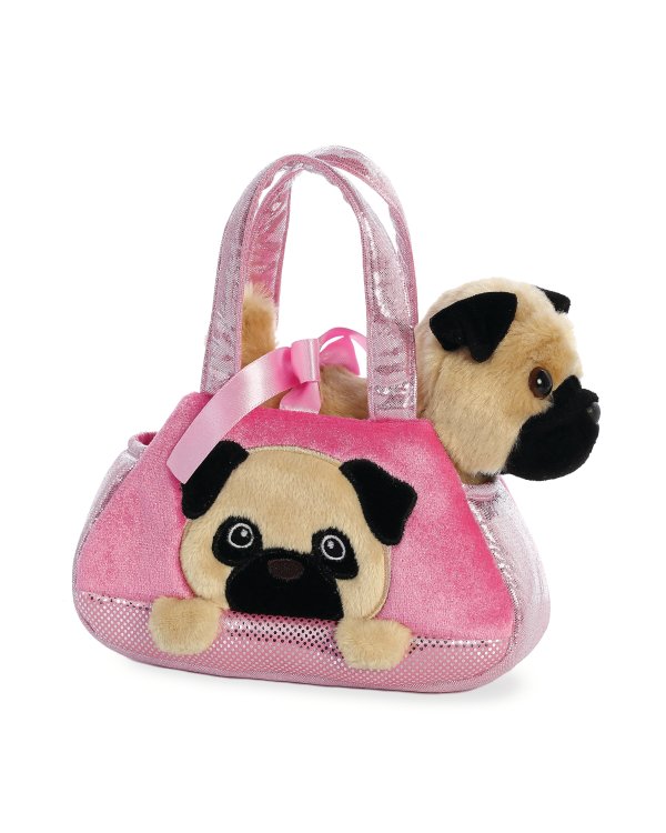 AURORA Fancy Pals мягкая игрушка мопс в сумке, 20 см
