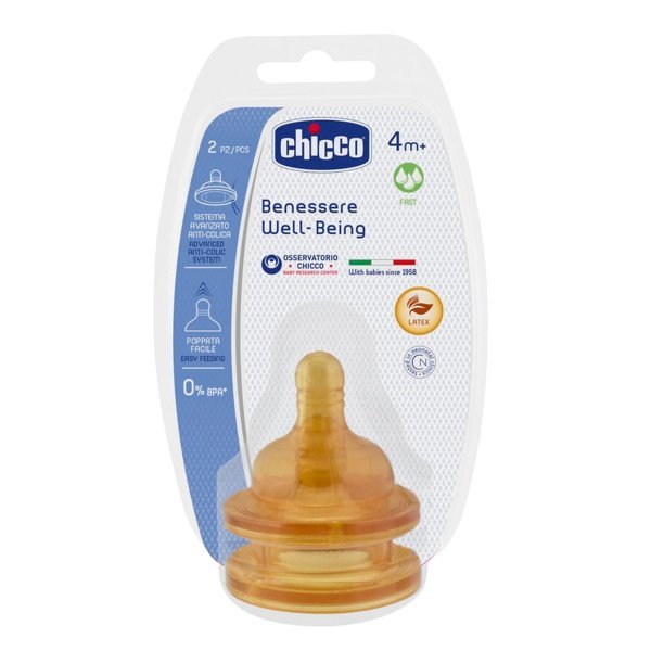 CHICCO Well-Being Соска, сменный поток, 4m+