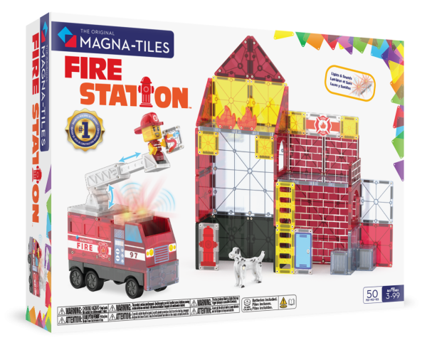 Обложка книги «MAGNA-TILES магнитный конструктор Пожарная станция, 50 деталей»