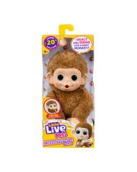 LITTLE LIVE PETS Интерактивная мягкая игрушка Обезьяна Мини, 19 см