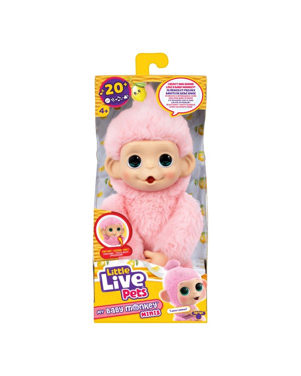 LITTLE LIVE PETS Интерактивная мягкая игрушка Обезьяна Мини, 19 см