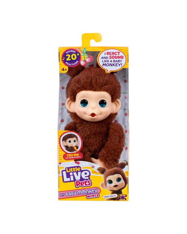 LITTLE LIVE PETS Интерактивная мягкая игрушка Обезьяна Мини, 19 см