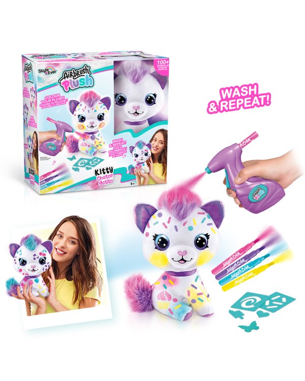 AIRBRUSH PLUSH игровой набор мягкая игрушка с аэрографом Котенок 25, см