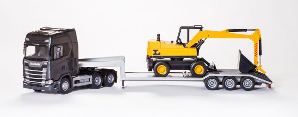 EMEK Scania S черный погрузчик с экскаватором масштаб 1:25, 98 см