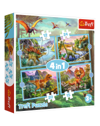 TREFL Комплект пазлов Динозавры 4 в 1: 12 15 20 24 эл.