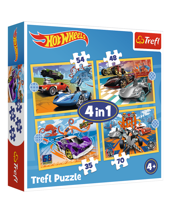 TREFL HOT WHEELS Комплект пазлов 4в1