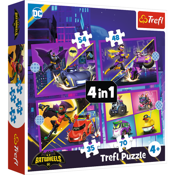 TREFL BATWHEELS Комплект пазлов 4в1 Бэтколёса