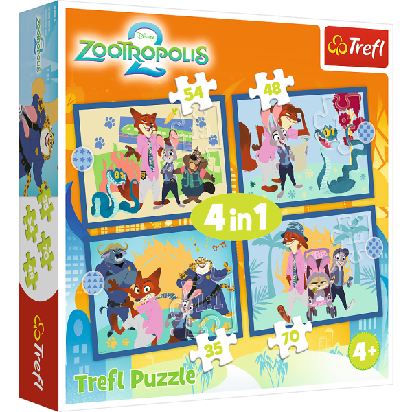 TREFL DISNEY ZOOTROPOLIS Комплект пазлов 4в1 Зверополис