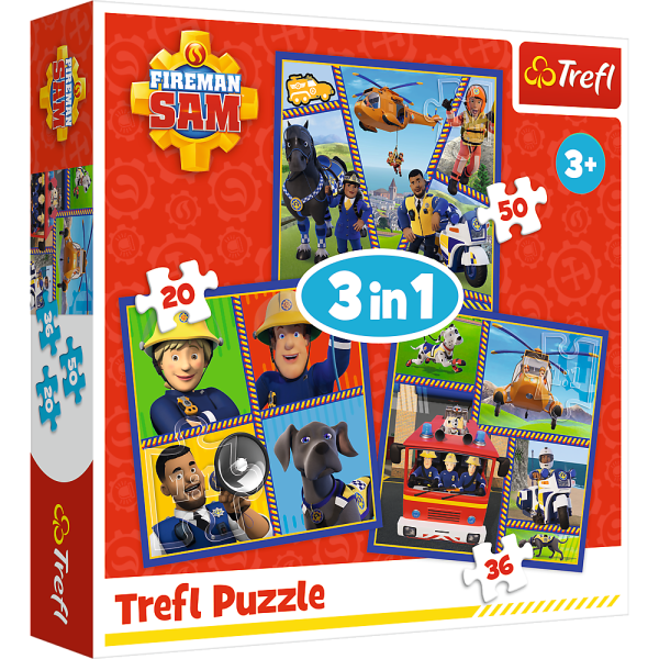 TREFL FIREMAN SAM Комплект пазлов 3в1 Пожарник Сэжм