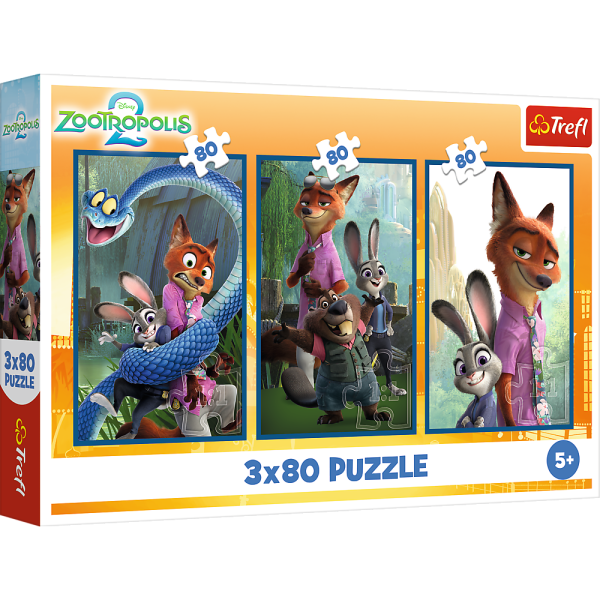 Обложка книги «TREFL DISNEY Комплект пазлов Зверополис, 3x80 шт.»