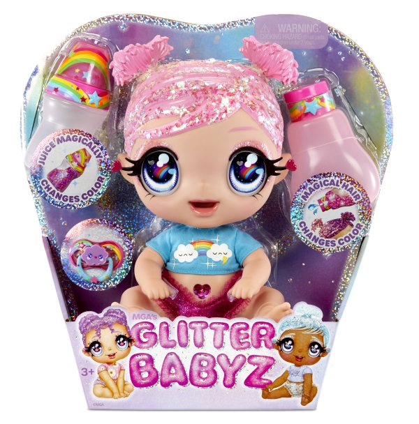 GLITTER BABYZ Интерактивная кукла Pink Rainbow, 20 cm