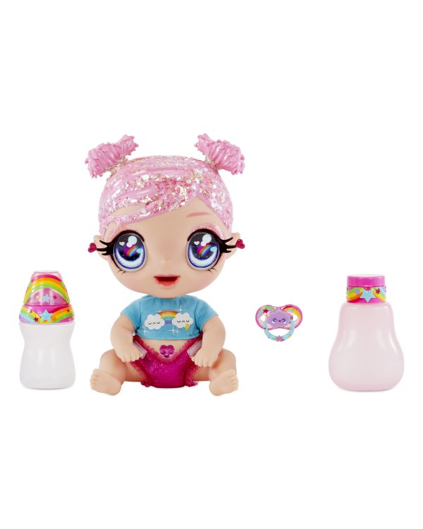GLITTER BABYZ Интерактивная кукла Pink Rainbow, 20 cm