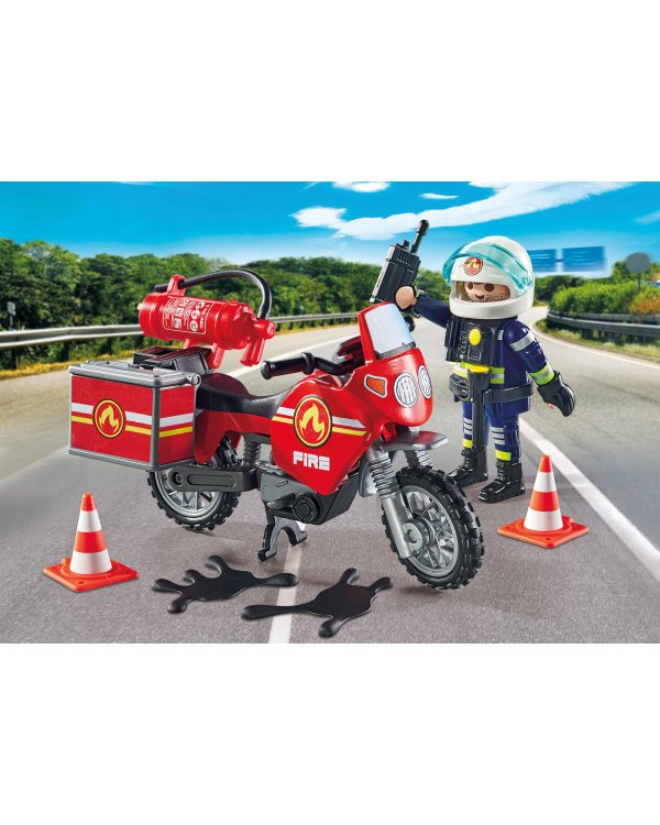 PLAYMOBIL ACTION HEROES Fire Motorcycle & Oil Spill Incident 71466