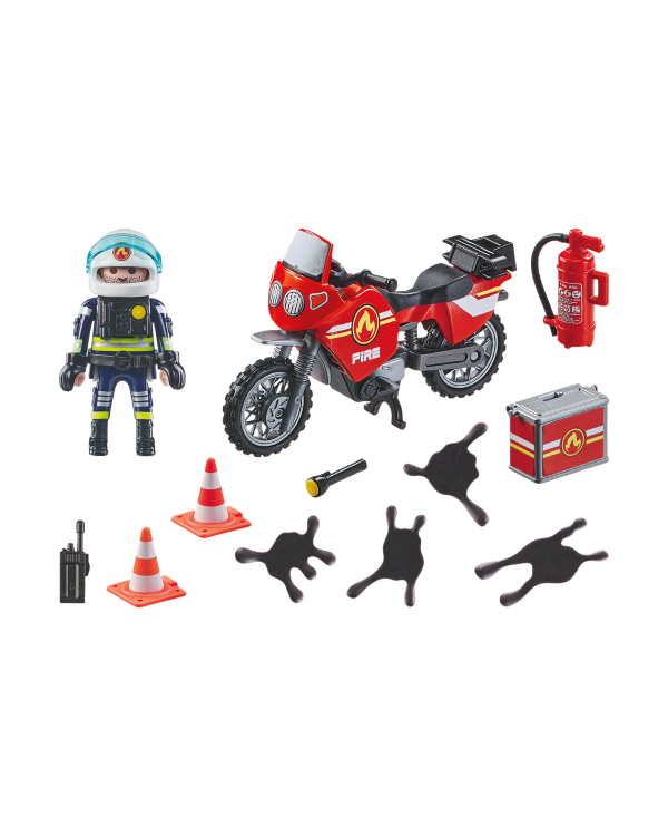 PLAYMOBIL ACTION HEROES Fire Motorcycle & Oil Spill Incident 71466