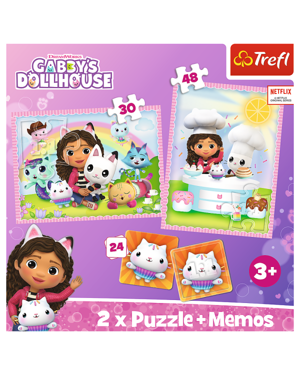 TREFL GABBY´S DOLLHOUSE Комплект пазлов 30шт. + 48шт. + 24 мемо