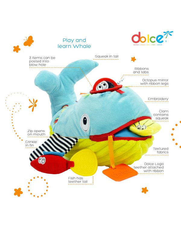DOLCE TOYS Развивающая мягкая игрушка Забавный Кит