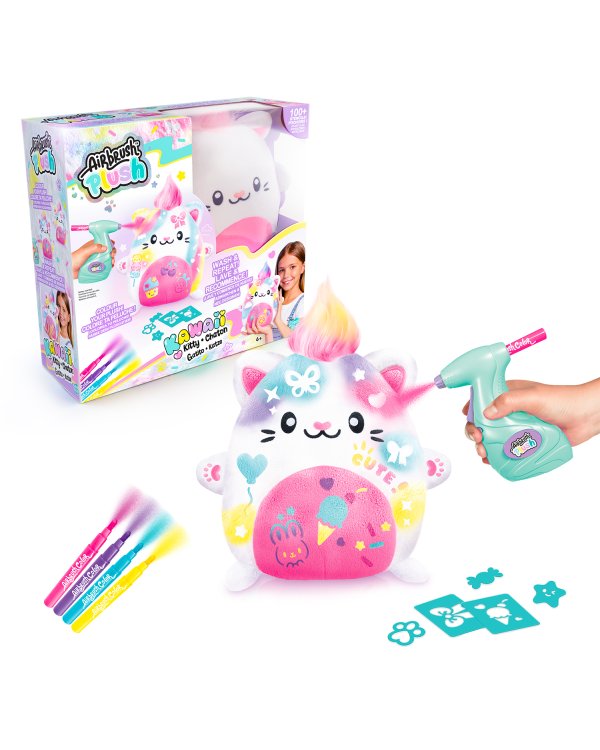 AIRBRUSH PLUSH игровой набор мягкая игрушка с аэрографом Kawaii Kitty, 25 см