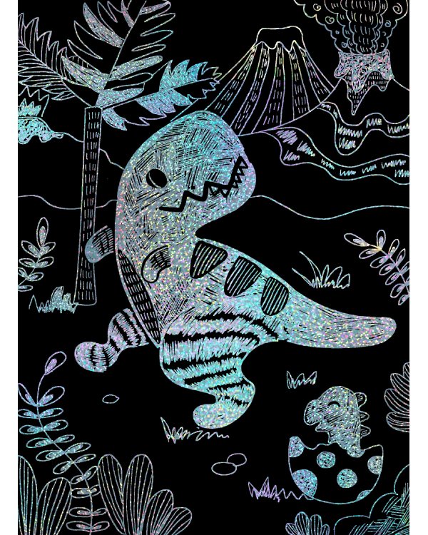 AVENIR Скретч-карточки с трафаретами - Динозавры