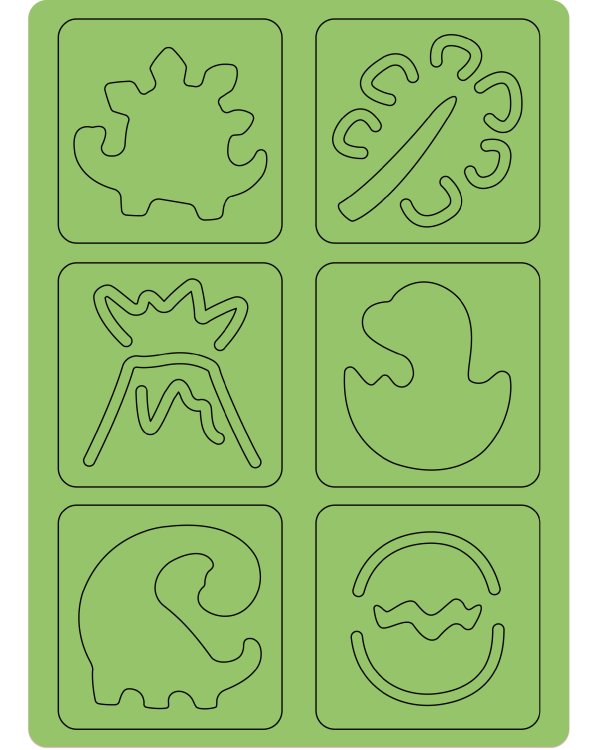 AVENIR Скретч-карточки с трафаретами - Динозавры