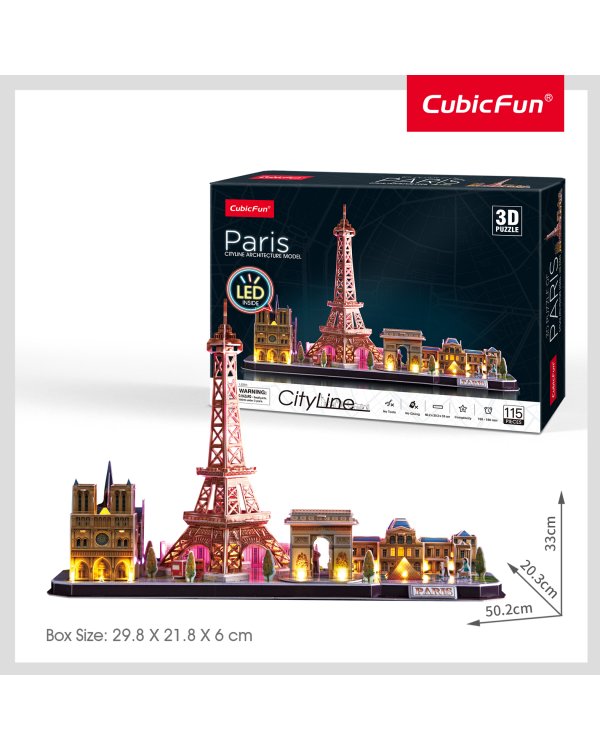 CUBICFUN City Line 3D-пазл c LED-подсветкой Париж