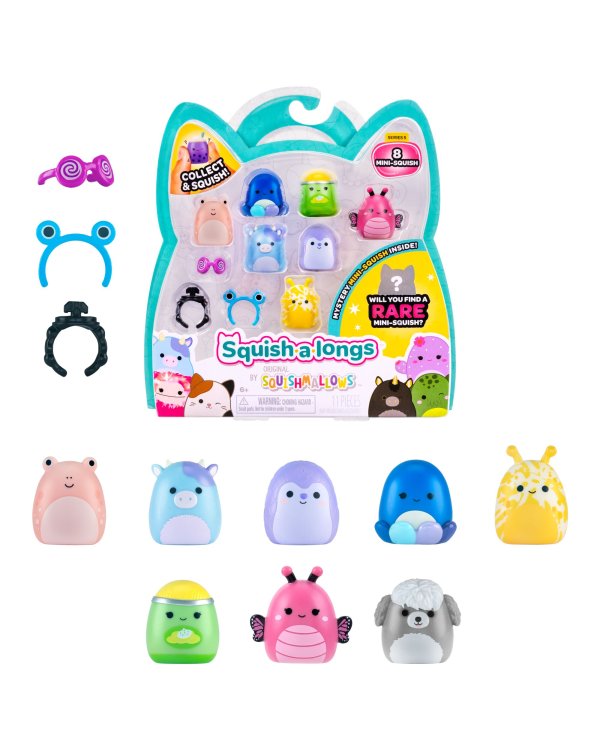 SQUISHMALLOWS SQUISH-A-LONGS Комплект фигурок, 8 шт, 2,5 см