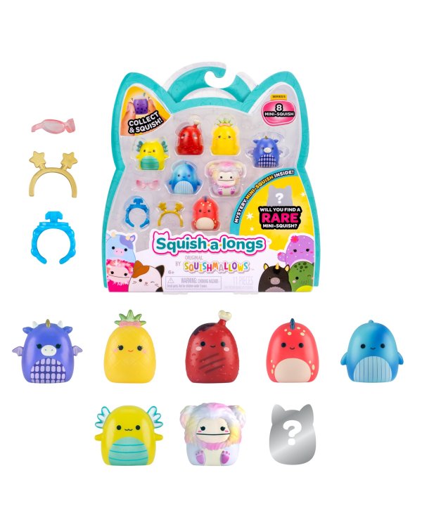 SQUISHMALLOWS SQUISH-A-LONGS Комплект фигурок, 8 шт, 2,5 см