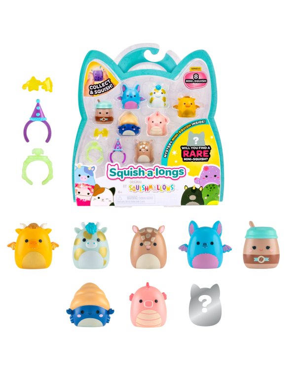 SQUISHMALLOWS SQUISH-A-LONGS Комплект фигурок, 8 шт, 2,5 см