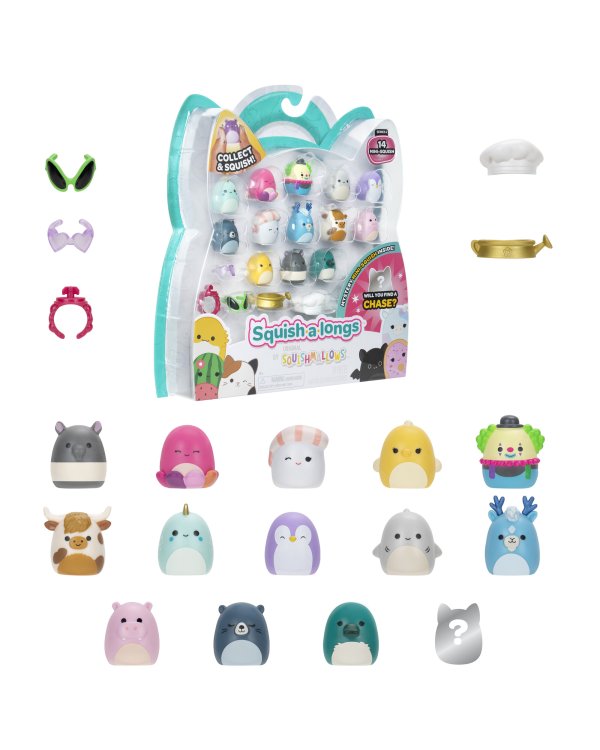 SQUISHMALLOWS SQUISH-A-LONGS Комплект фигурок, 14 шт, 2,5 см