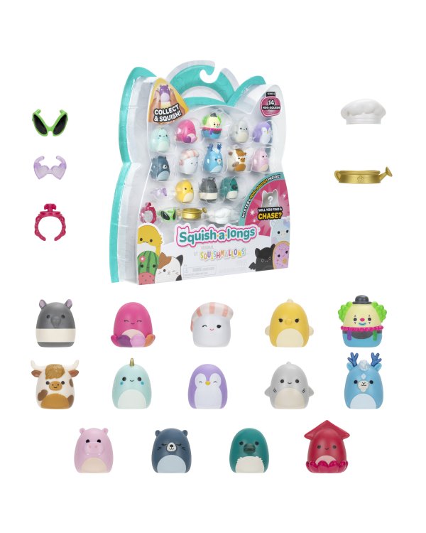 SQUISHMALLOWS SQUISH-A-LONGS Комплект фигурок, 14 шт, 2,5 см