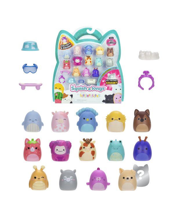 SQUISHMALLOWS SQUISH-A-LONGS Комплект фигурок, 14 шт, 2,5 см