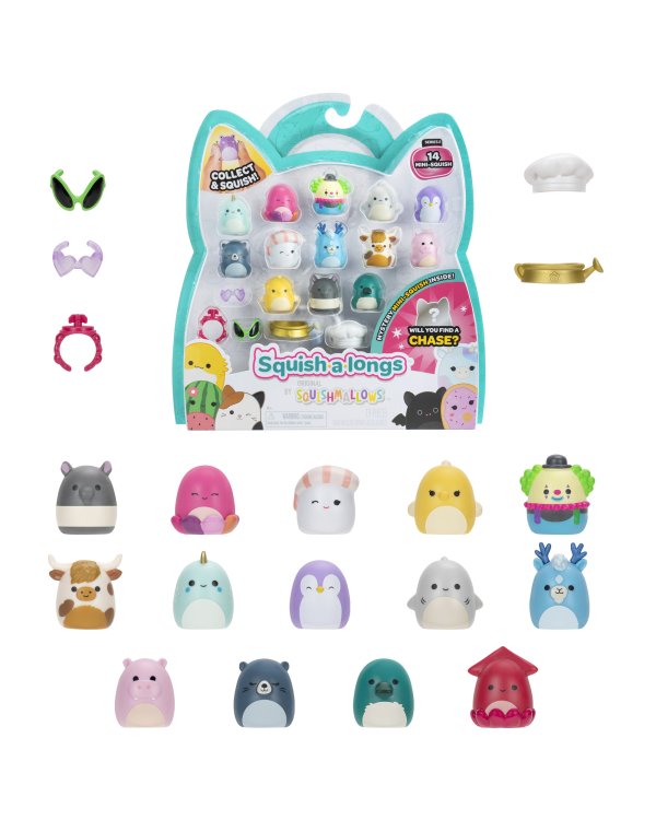 SQUISHMALLOWS SQUISH-A-LONGS Комплект фигурок, 14 шт, 2,5 см