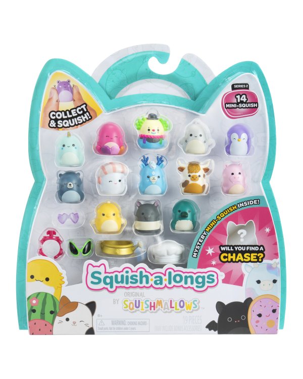 SQUISHMALLOWS SQUISH-A-LONGS Комплект фигурок, 14 шт, 2,5 см