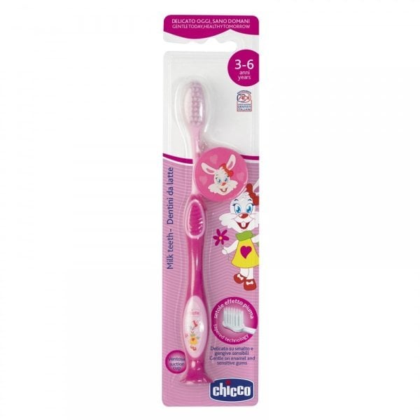 CHICCO Зубная щетка 3+, розовая